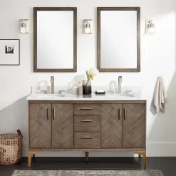 60" Frey Double Vanity For Rectangular Undermount Sinks - Gray Wash