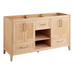 60" Burfield Bamboo Double Vanity - Natural Bamboo - Vanity Cabinet Only