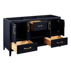 60" Burfield Double Vanity For Undermount Sinks - Midnight Navy Blue -Home-Bathroom 466034 burfield vanity midnight navy blue 60 open MV70 2