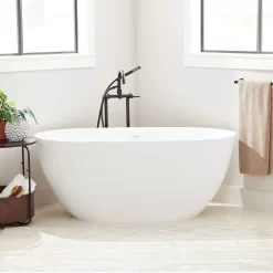 59" Catino Solid Surface Freestanding Tub - Matte Finish