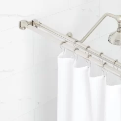 Straight Double Solid Brass Shower Curtain Rod