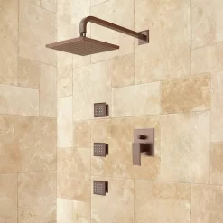 Ryle Wall-Mount Rainfall Shower Set With Body Jets -Home-Bathroom 469670 wall mount shower set body sprays oil rubbed bronze