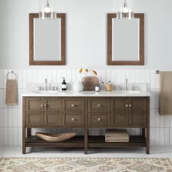72" Olsen Double Console Vanity Undermount Sinks - Ash Brown