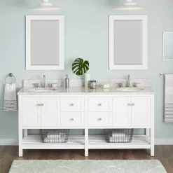72" Olsen Double Console Vanity Undermount Sinks - Soft White