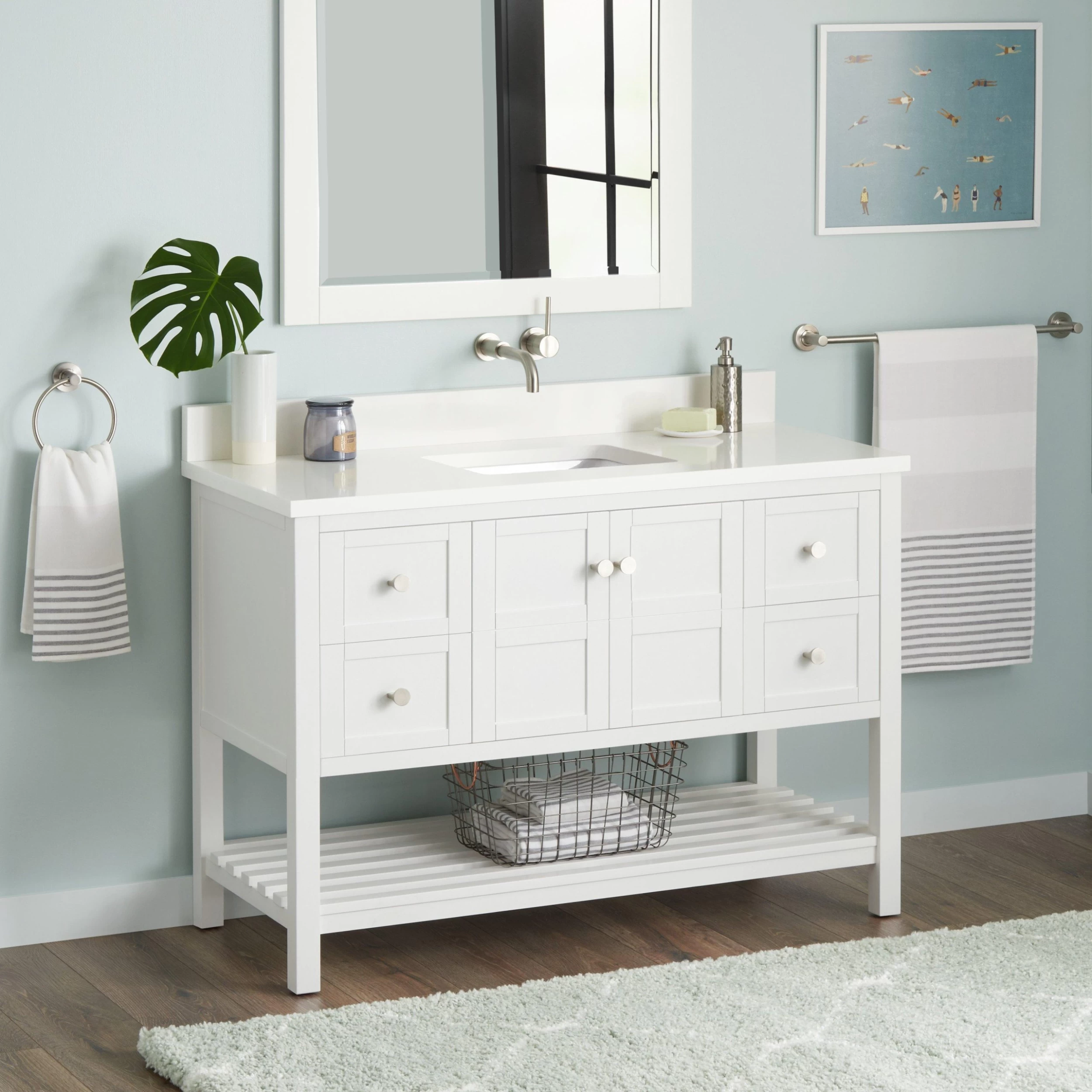 48" Olsen Console Vanity For Rectangular Undermount Sink - Soft White 2 48" Olsen Console Vanity For Rectangular Undermount Sink - Soft White - Image 2