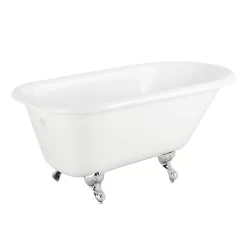 54" Miya Cast Iron Roll-Top Clawfoot Tub - Tap Deck - No Tap Holes - Ball & Claw -Home-Bathroom 475719 Miya tub WH ball claw feet CP RR 54 angle MV60 scaled