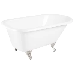 54" Miya Cast Iron Roll-Top Clawfoot Tub With Tap Deck And 7" Rim Holes - Ball & Claw Feet -Home-Bathroom 475726 Miya tub WH ball claw feet BN RR 54 angle MV60 scaled