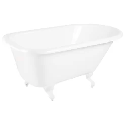 54" Miya Cast Iron Roll-Top Clawfoot Tub With Tap Deck And 7" Rim Holes - Ball & Claw Feet -Home-Bathroom 475728 Miya tub WH ball claw feet WH RR 54 angle MV60 scaled