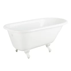 61" Miya Cast Iron Roll-Top Clawfoot Tub - 3-3/8" Wall Holes - Ball & Claw -Home-Bathroom 475743 Miya tub WH ball claw feet WH RR 61 angle MV60 scaled