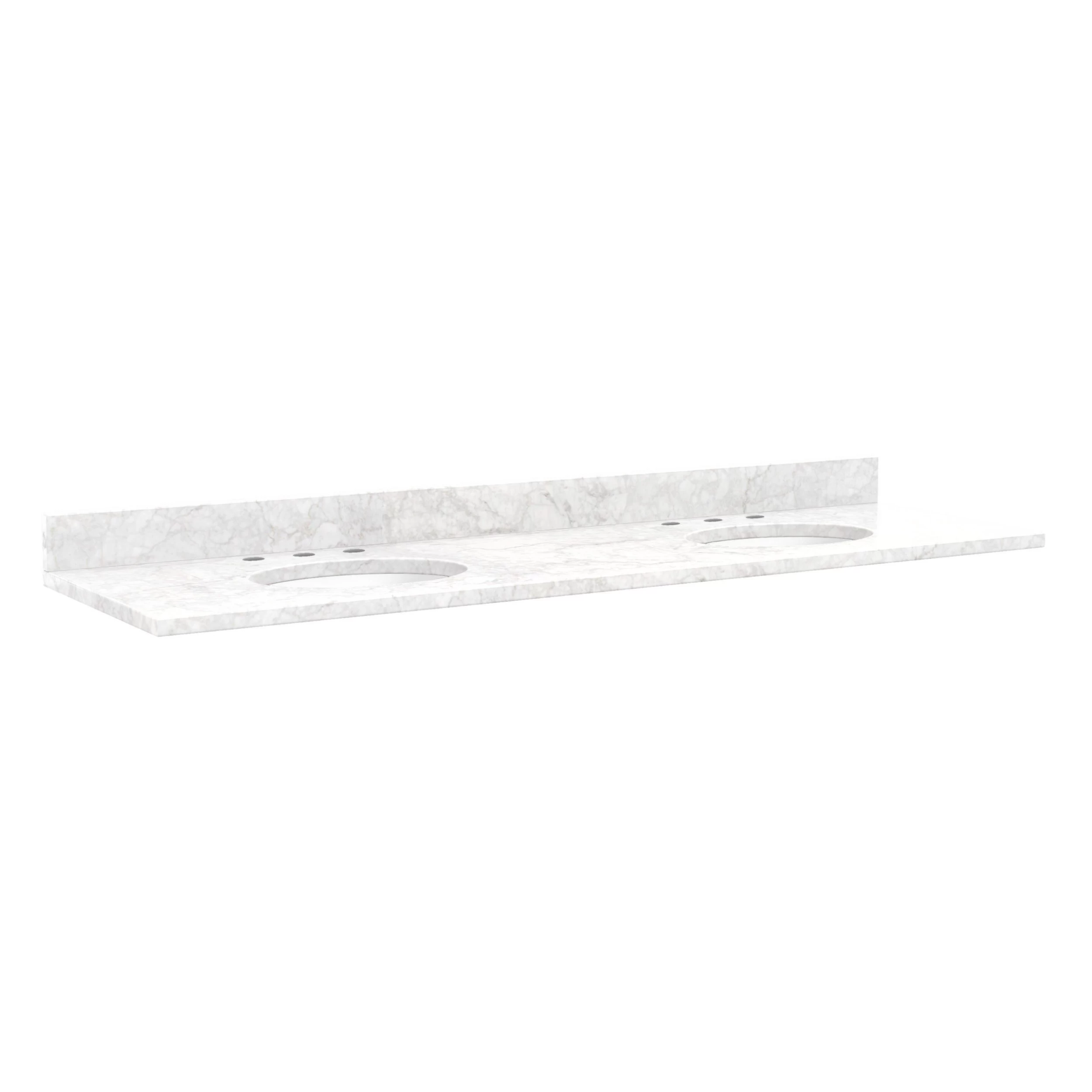 73" Marble Double Top For Undermount Sinks - Carrara - White Porcelain Sink 1 73" Marble Double Top For Undermount Sinks - Carrara - White Porcelain Sink