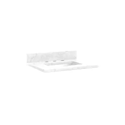 25" X 22" 3cm Marble Vanity Top For Rectangular Undermount Sink - Carrara - White Porcelain Sink