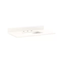 37"x 22" 3cm Quartz Vanity Top For Rectangular Undermount Sink - Arctic White - White Porcelain Sink