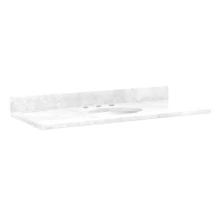 49" X 22" 3cm Marble Vanity Top For Undermount Sink - 8" Faucet Holes - Carrara - White Sink
