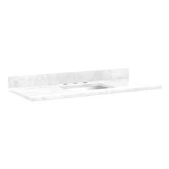 49" X 22" 3cm Marble Vanity Top For Rectangular Undermount Sink - Carrara - White Porcelain Sink