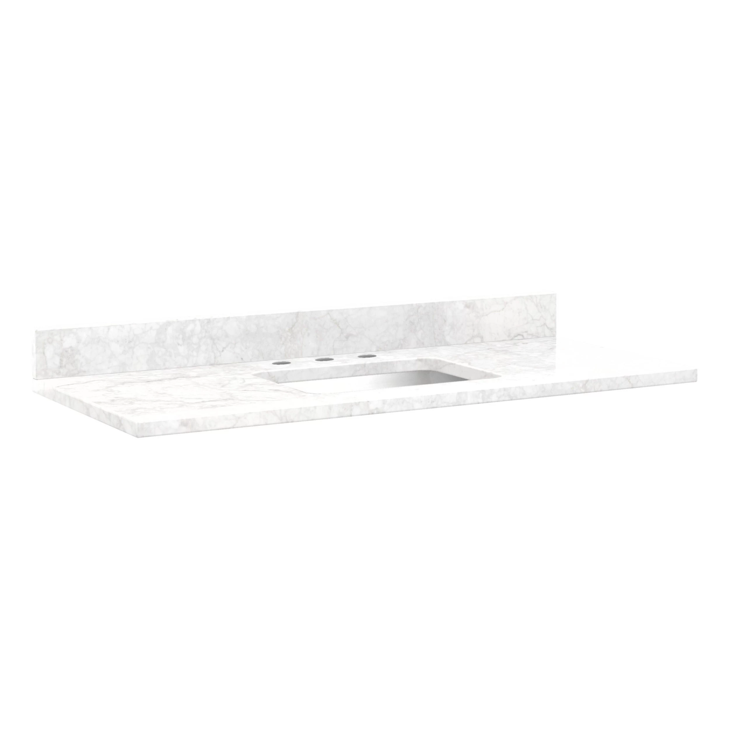 49" X 22" 3cm Marble Vanity Top For Rectangular Undermount Sink - Carrara - White Porcelain Sink 1 49" X 22" 3cm Marble Vanity Top For Rectangular Undermount Sink - Carrara - White Porcelain Sink