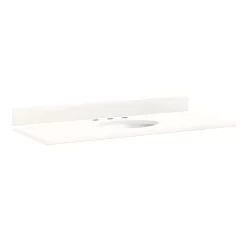 49" X 22" 3cm Quartz Vanity Top For Undermount Sink - Arctic White - White Porcelain Sink
