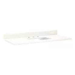 49"x 22" 3cm Quartz Vanity Top For Rectangular Undermount Sink - Arctic White - White Porcelain Sink