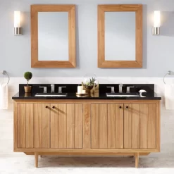 72" Osa Teak Double Vanity For Rectangular Undermount Sink - Natural Teak