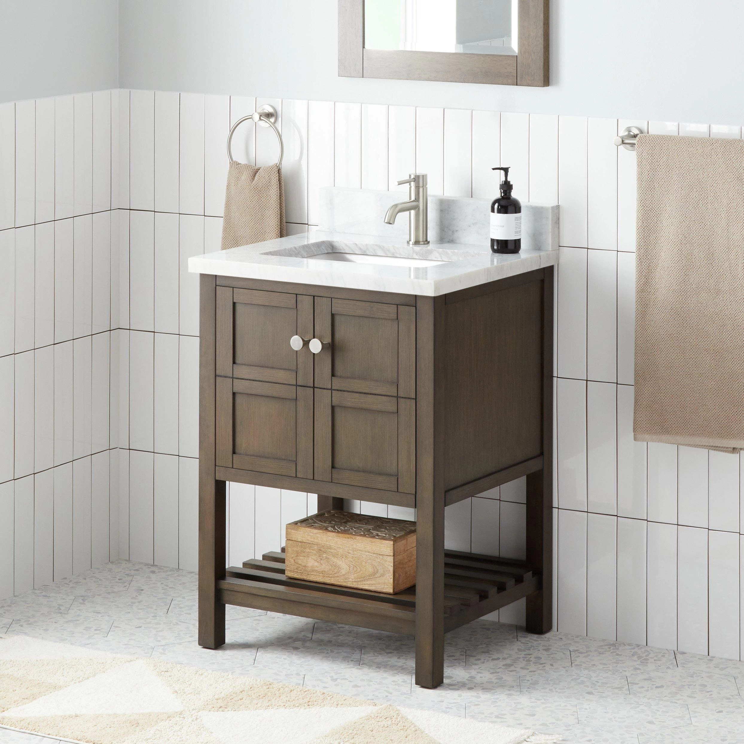 24" Olsen Console Vanity Rectangular Undermount Sink - Ash Brown 3 24" Olsen Console Vanity Rectangular Undermount Sink - Ash Brown - Image 3