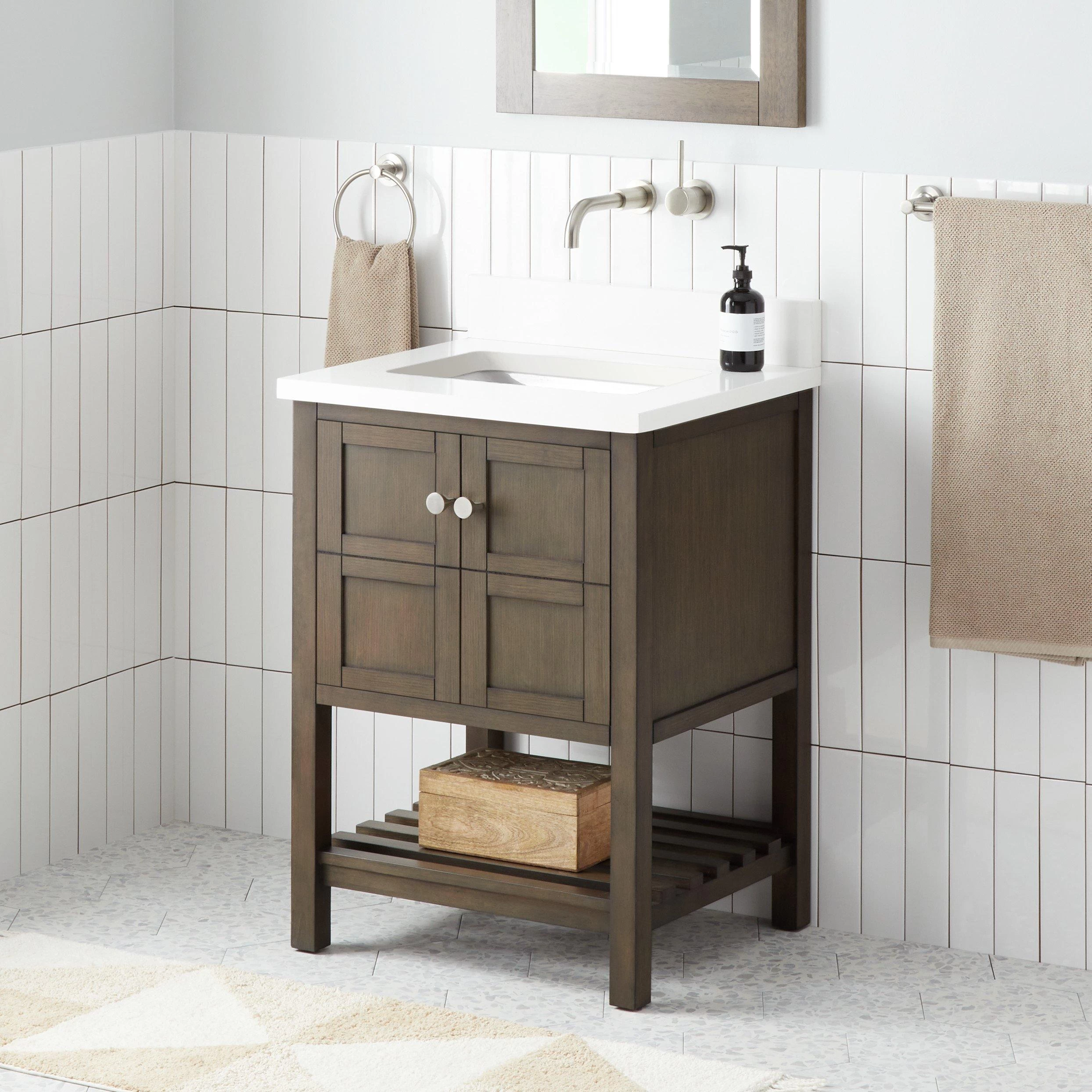 24" Olsen Console Vanity Rectangular Undermount Sink - Ash Brown 2 24" Olsen Console Vanity Rectangular Undermount Sink - Ash Brown - Image 2