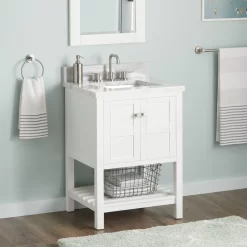 24" Olsen Console Vanity Rectangular Undermount Sink - Soft White