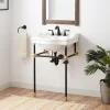 24" Cierra Console Sink With Two Tone Brass Stand - Black & Gold