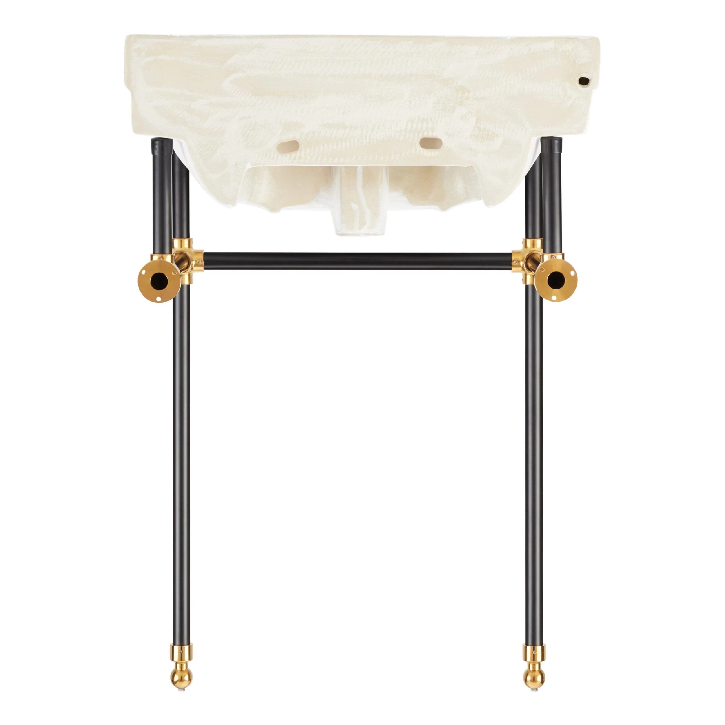 24" Cierra Console Sink With Two Tone Brass Stand - Black & Gold 3 24" Cierra Console Sink With Two Tone Brass Stand - Black & Gold - Image 3