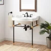 30" Cierra Console Sink With Two Tone Brass Stand - Black & Gold