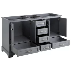 60" Quen Double Vanity With Rectangular Undermount Sinks - Gray -Home-Bathroom 480547 quen vanity gray 60 ACE open MV70 1 scaled