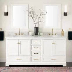 72" Quen Double Vanity With Undermount Sinks - Soft White