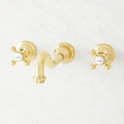 Ballantine Wall-Mount Bathroom Faucet - Cross Handles -Home-Bathroom 480855 ballantine wall mount bathroom faucet PB front Beauty10 scaled