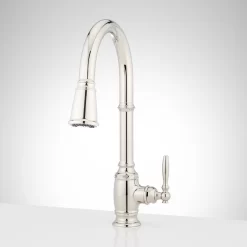 Finnian Pull-Down Kitchen Faucet -Home-Bathroom 481706 finnian single kitchen faucet polished nickel front MV60