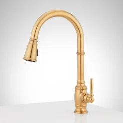 Finnian Pull-Down Kitchen Faucet -Home-Bathroom 481707 finnian single kitchen faucet brushed gold side MV70