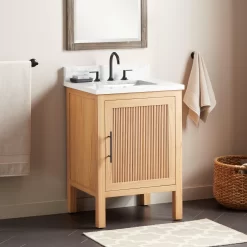 24" Ayanna Mindi Vanity With Rectangular Undermount Sink - Natural Mindi