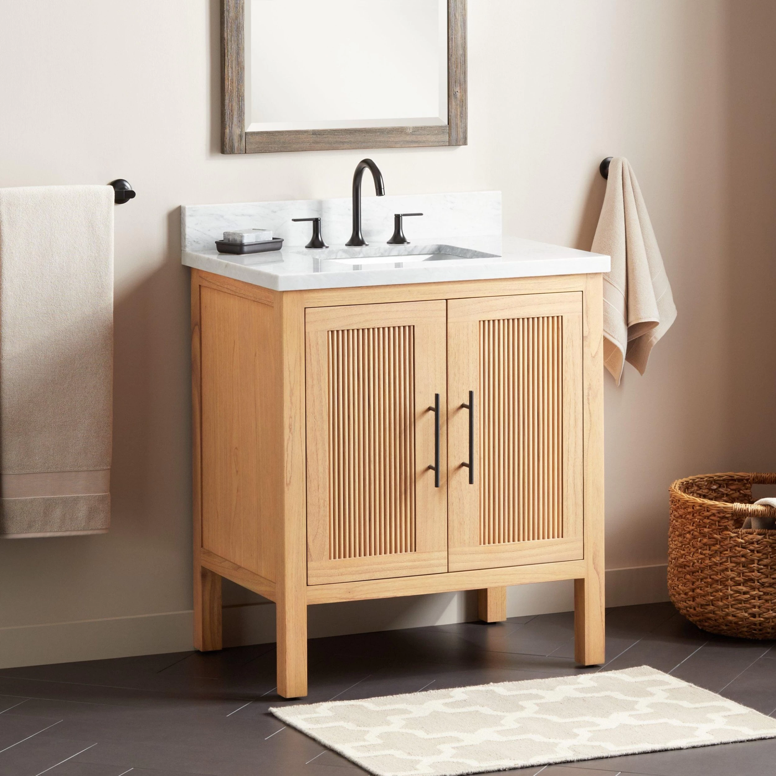30" Ayanna Mindi Vanity With Rectangular Undermount Sink - Natural Mindi 1 30" Ayanna Mindi Vanity With Rectangular Undermount Sink - Natural Mindi