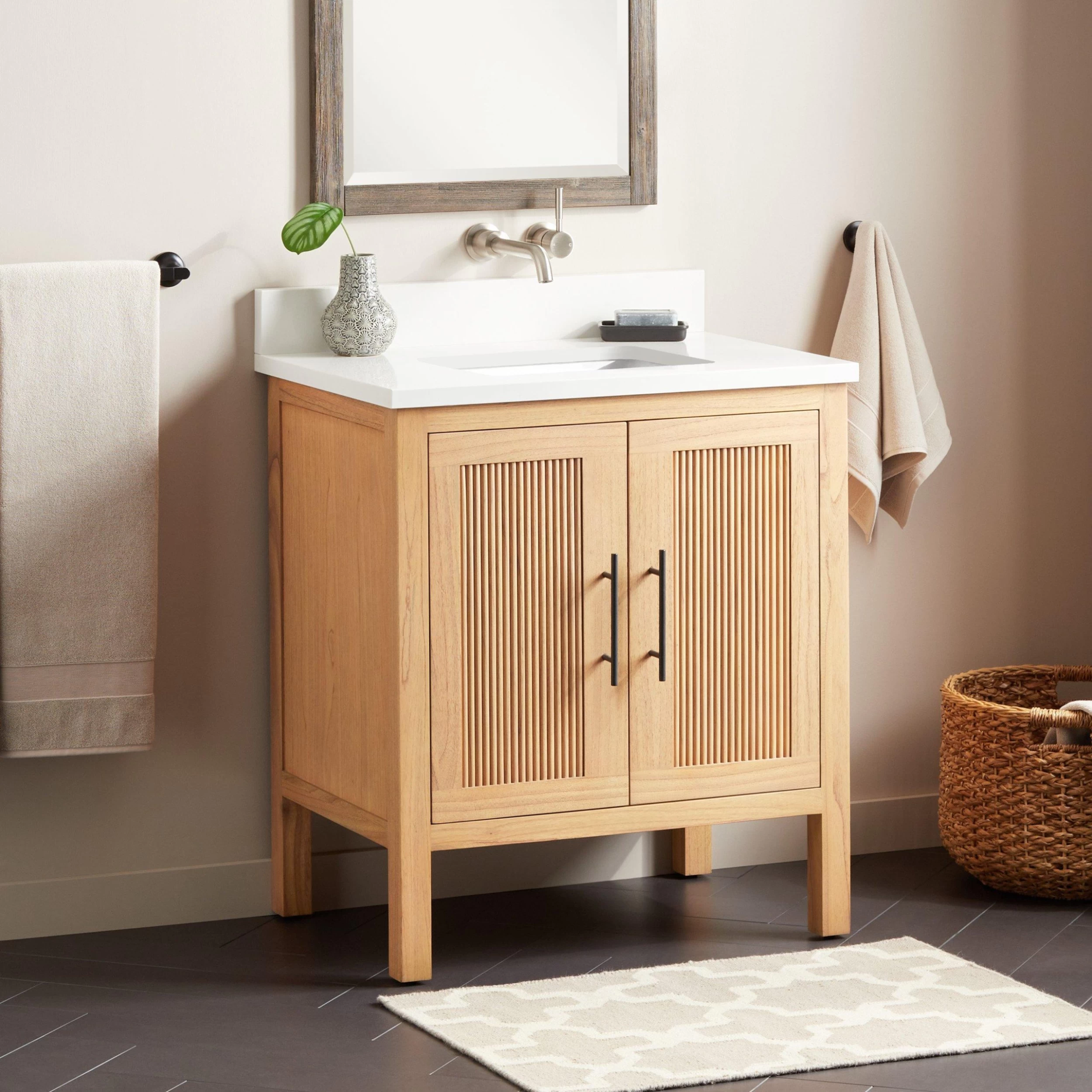 30" Ayanna Mindi Vanity With Rectangular Undermount Sink - Natural Mindi 2 30" Ayanna Mindi Vanity With Rectangular Undermount Sink - Natural Mindi - Image 2