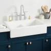34" Galion Double-Bowl Fireclay Retrofit Farmhouse Sink - White