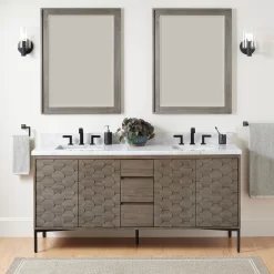 72" Devora Double Console Vanity With Rectangular Undermount Sinks - Port Gray