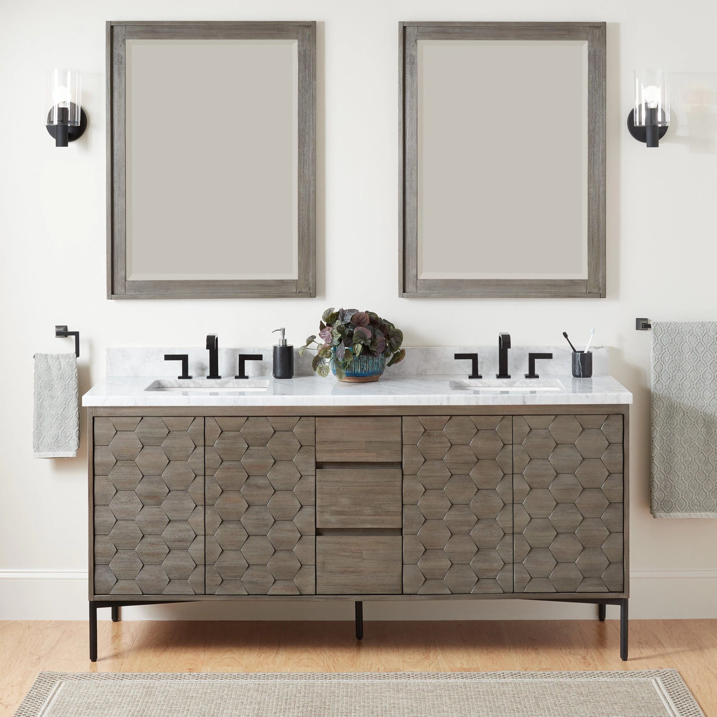 72" Devora Double Console Vanity With Rectangular Undermount Sinks - Port Gray 1 72" Devora Double Console Vanity With Rectangular Undermount Sinks - Port Gray
