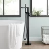 Berwyn Freestanding Tub Faucet With Hand Shower And Rough-In Valve - Matte Black
