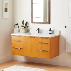 48" Dita Wall-Mount Vanity With Rectangular Undermount Sink - Honey Oak -Home-Bathroom 483188 dita vanity honey oak 48 CM RUMB single Beauty10 scaled