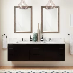 72" Dita Wall-Mount Double Vanity With Rectangular Undermount Sinks - Black