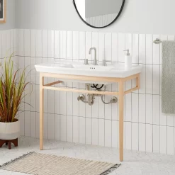 Olney Console Sink With Wood Stand - Light Ash