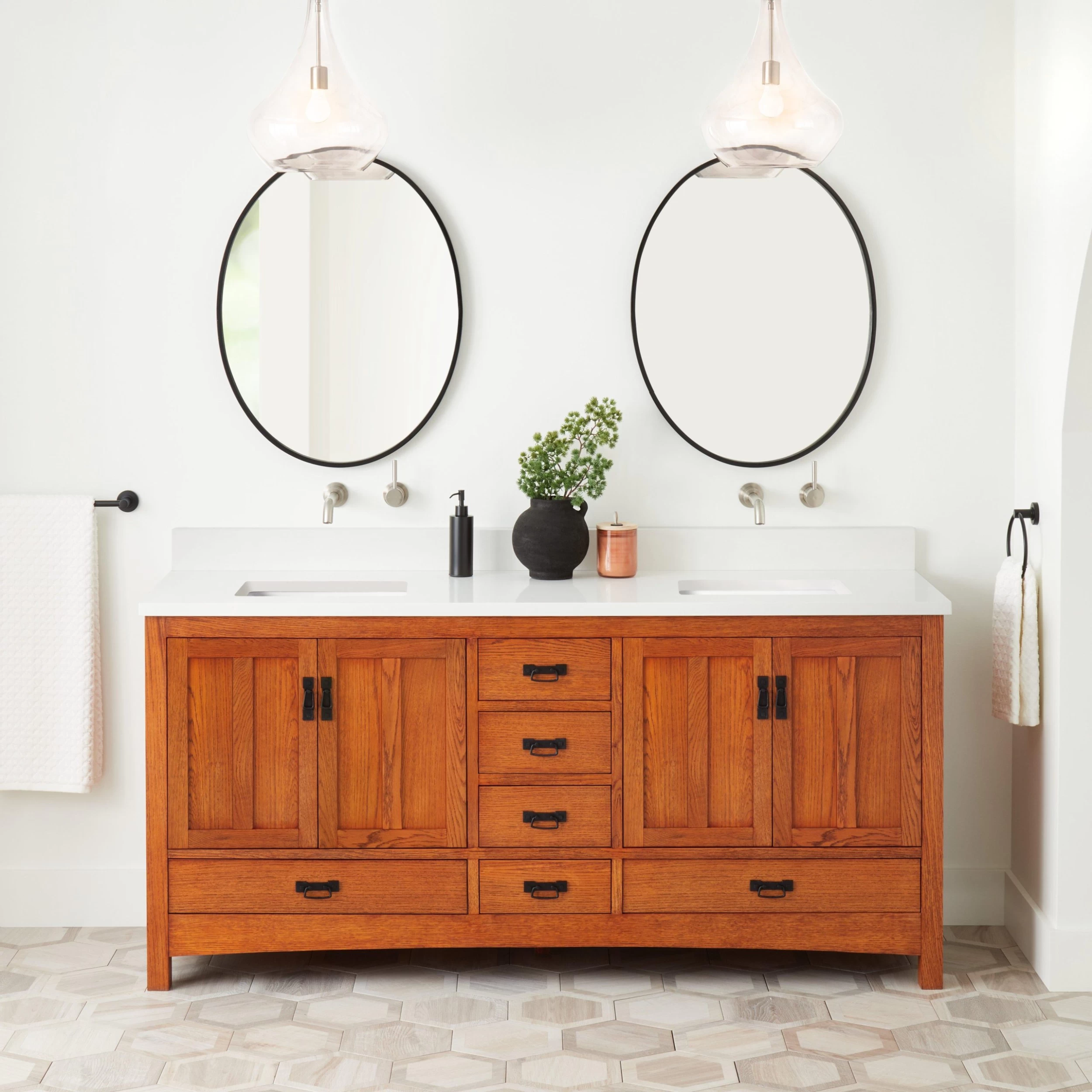 72" Maybeck Double Vanity With Rectangular Undermount Sinks - Tinted Oak 2 72" Maybeck Double Vanity With Rectangular Undermount Sinks - Tinted Oak - Image 2