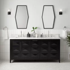 72" Holmesdale Vanity With Rectangular Undermount Sinks - Black
