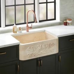 33" Silbury Ivy Marble Farmhouse Sink - Egyptian Cream
