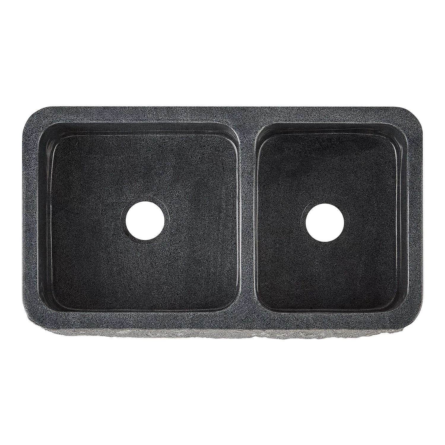 36" Finbrook Chiseled 60/40 Offset Double Bowl Granite Farmhouse Sink - Blue Gray 5 36" Finbrook Chiseled 60/40 Offset Double Bowl Granite Farmhouse Sink - Blue Gray - Image 5