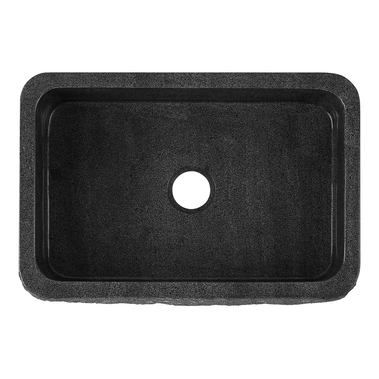 30" Finbrook Chiseled Granite Farmhouse Sink - Black 5 30" Finbrook Chiseled Granite Farmhouse Sink - Black - Image 5