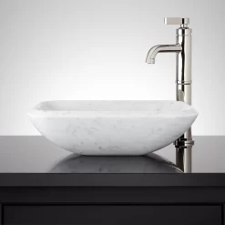Shea Curved Marble Vessel Sink - Carrara