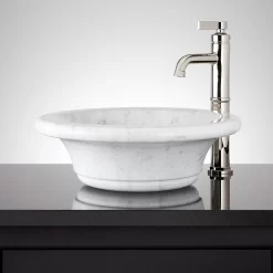 Rue Curved Marble Vessel Sink - Carrara